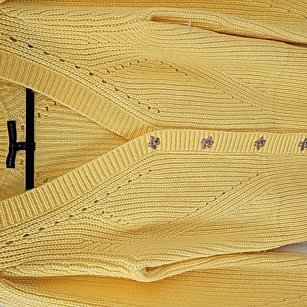 Yellow V-Neck Button Cardigan Sweater - Picture 10 of 16
